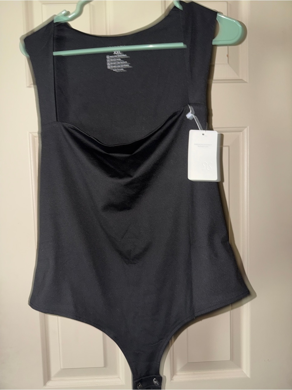 ReoRia Black Sleek Square-Neck Bodysuit